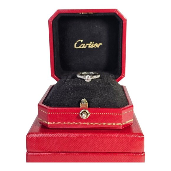 CARTIER RING SOLITAIRE Diamond 0.4ct Platinum Pt 950 Gold Ring W Box GIA CERT - Picture 2 of 16